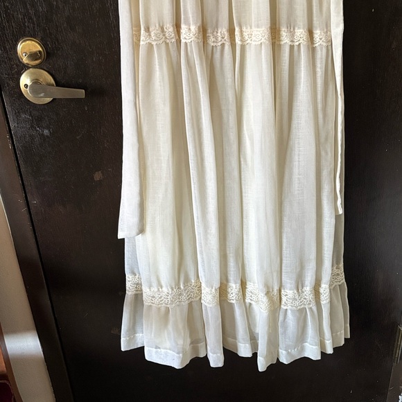 Vintage prairie cottagecore empire waist ivory maxi lace dress - Picture 7 of 8